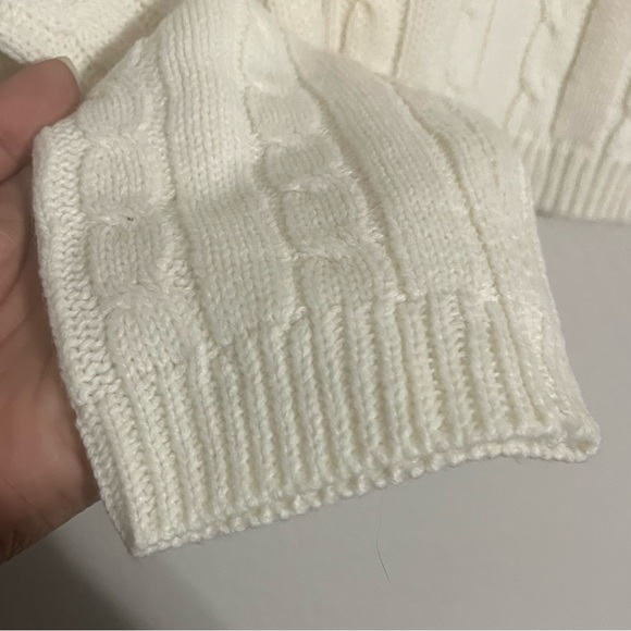 PLT Cream Cable Knit Cropped Sweater Size Medium - Picture 7 of 8